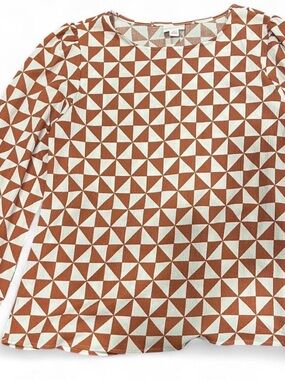 Lularoe Vivian Geometric Pattern Women’s Burnt Orange and White Shirt Size S